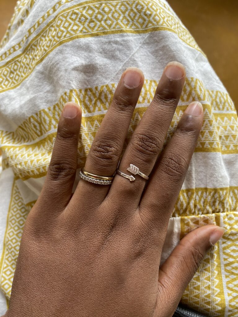 rings on a black womans hand