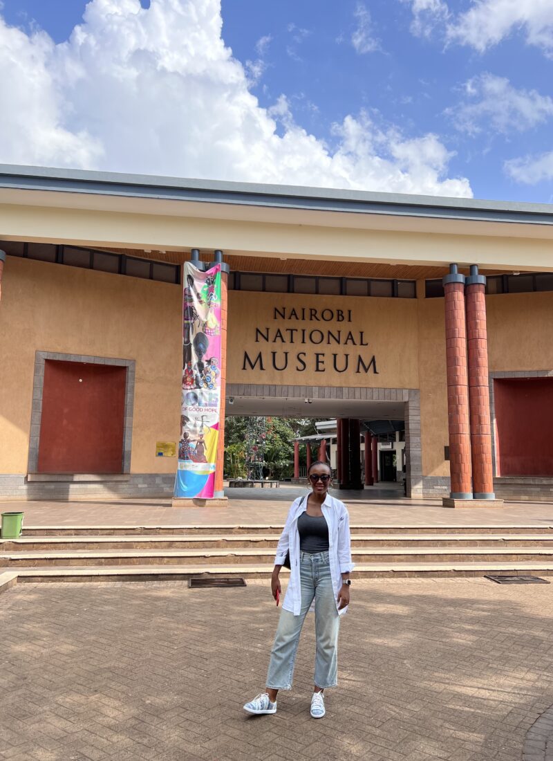 afoma umesi stands outside national museum kenya